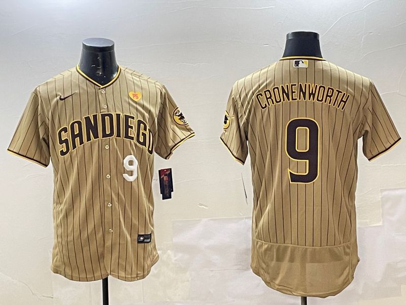 Men San Diego Padres #9 Cronenworth Brown Stripe Elite 2025 Nike MLB Jersey style 8->san diego padres->MLB Jersey